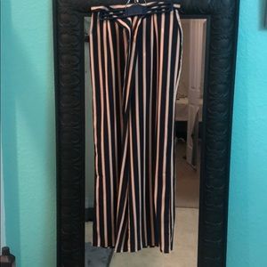 Striped wide leg pants
